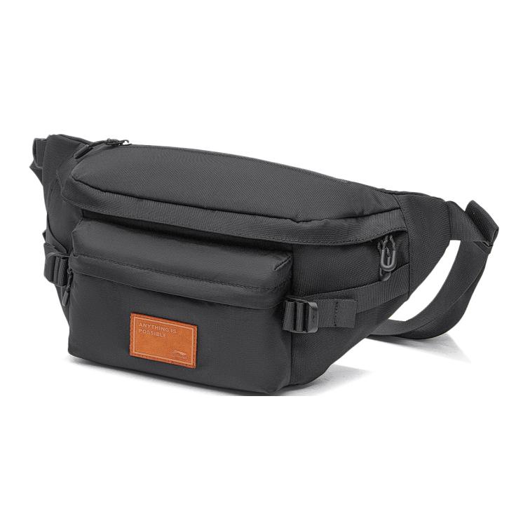New LiNing Sports Life Collection Polyester Shoulder Bag, Crossbody Bag, Sling Bag, Fanny Pack Regular Unisex Black ABLT019-3