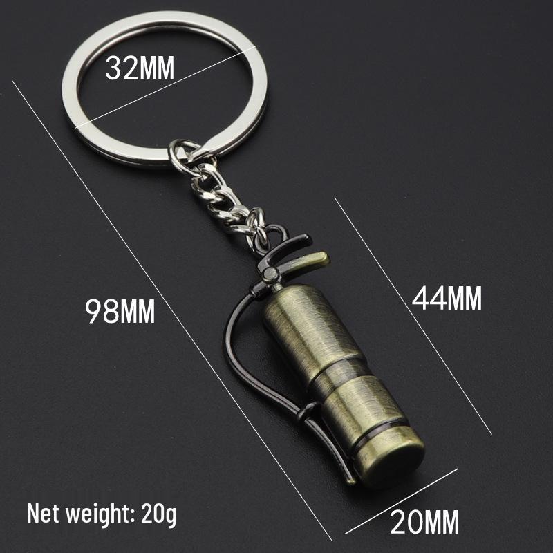 Custom Safety Keychain: Construction & Fire Helmet with Extinguisher