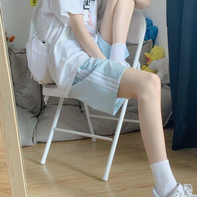 2022 Women's Korean Style Slim Fit Wide-Leg Cotton Sports Shorts for Summer