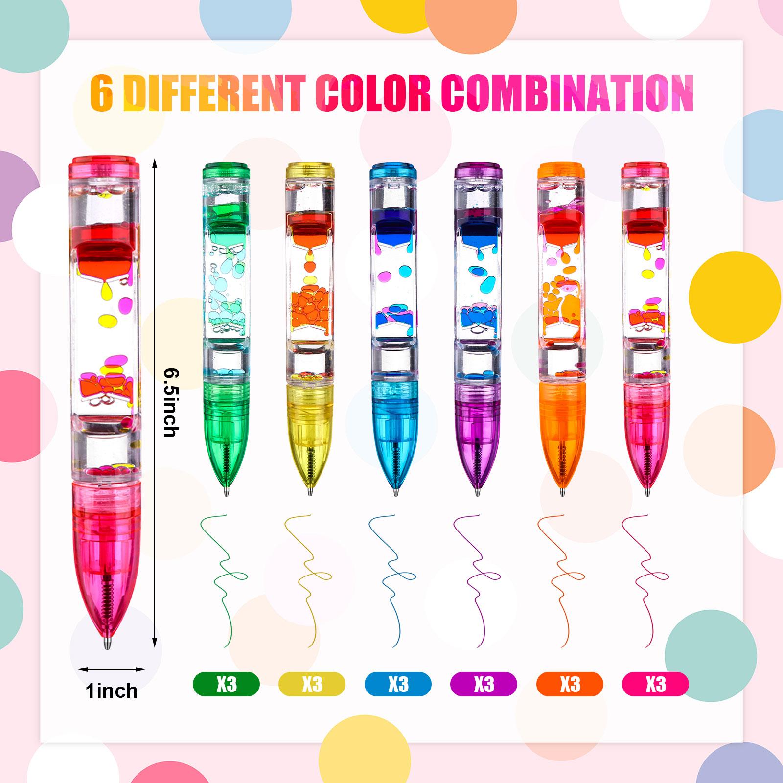 

18 Pcs Liquid Motion Pen Colorful Liquid Motion Bubbler Pens Fidget Liquid Ballpoint Pen Novelty Fun Colorful Timer Pens For Str A