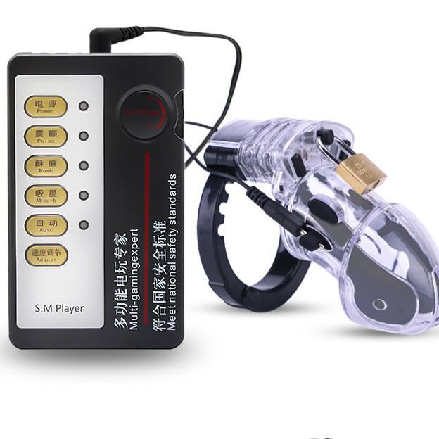 Male Chastity Device Super ABS Electric Shock Pulse Chastity Cage for Men Adult Bondage Toys