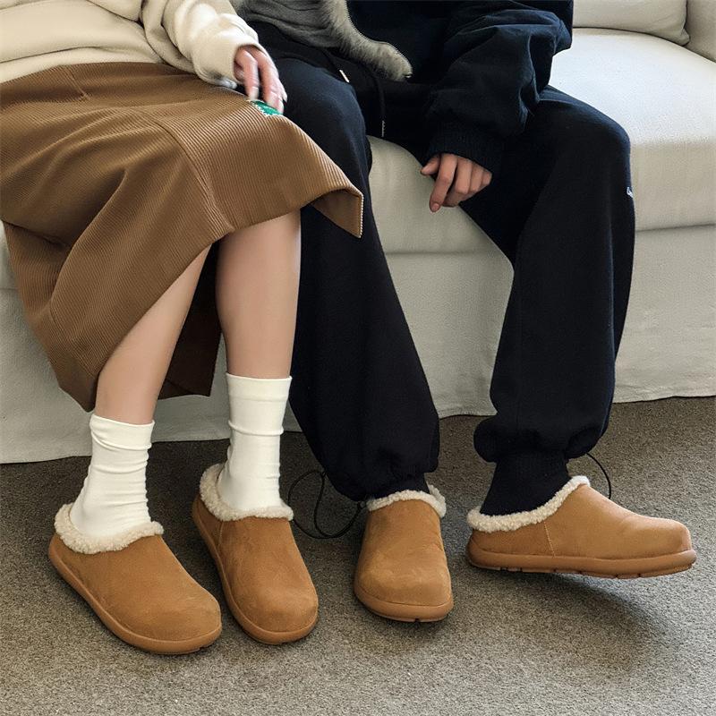 Small potato baotou Birkenstock half slippers winter new soft-soled velvet thermal cotton shoes