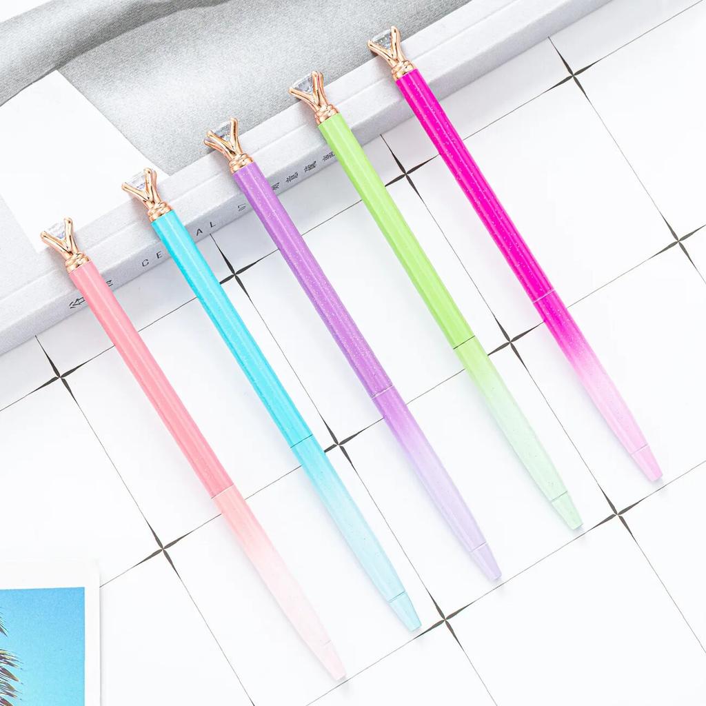 Spinning Ballpoint Pen Roller School Office Supplies Wedding Stationery Crystal Diamond Metal Rose Gold Luxury