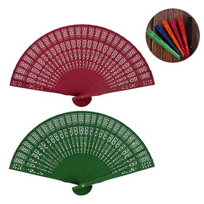 Wedding Hand Fragrant Party Carved Bamboo Folding Fan Chinese Wooden Fan Vintage Hollow Antiquity Folding Fan