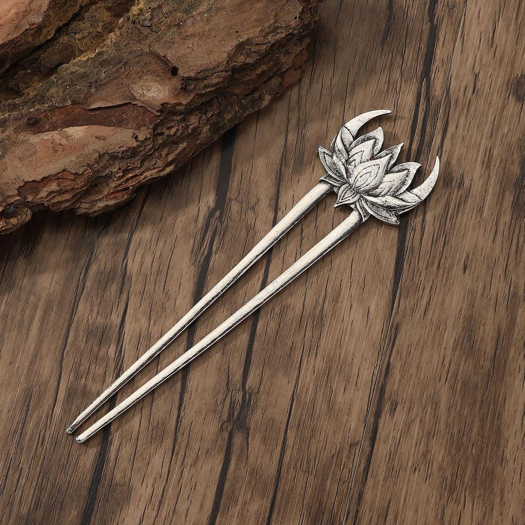 Viking Lotus U-Shaped Hairpin: Retro Norwegian Style Women's Jewelry Accessory