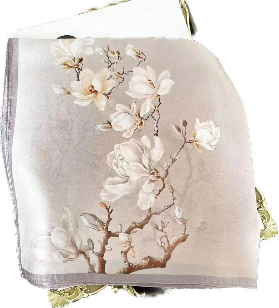 100% Natural Real Silk Scarf Women Print Bandana Square Scarves Wrap Kerchief Elegant Fashion Summer Beach High Quality Hijab