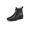 Krazing Pot Cow Skin Winter Square Toe Thick Heels Chelsea Fashion Boots Women Slip on Women Ankle Boots