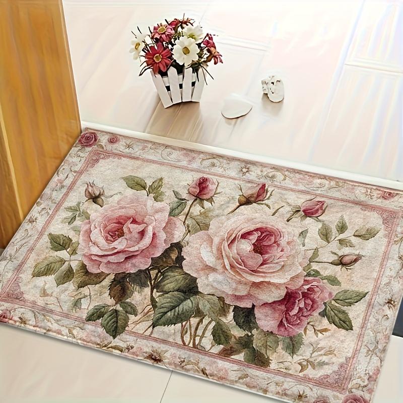 Tappetino da Bagno con Design Floreale Rosa Adatto per Camera da Letto, Bagno, WC, Cucina, Ingresso e Altre Decorazioni per la Casa
