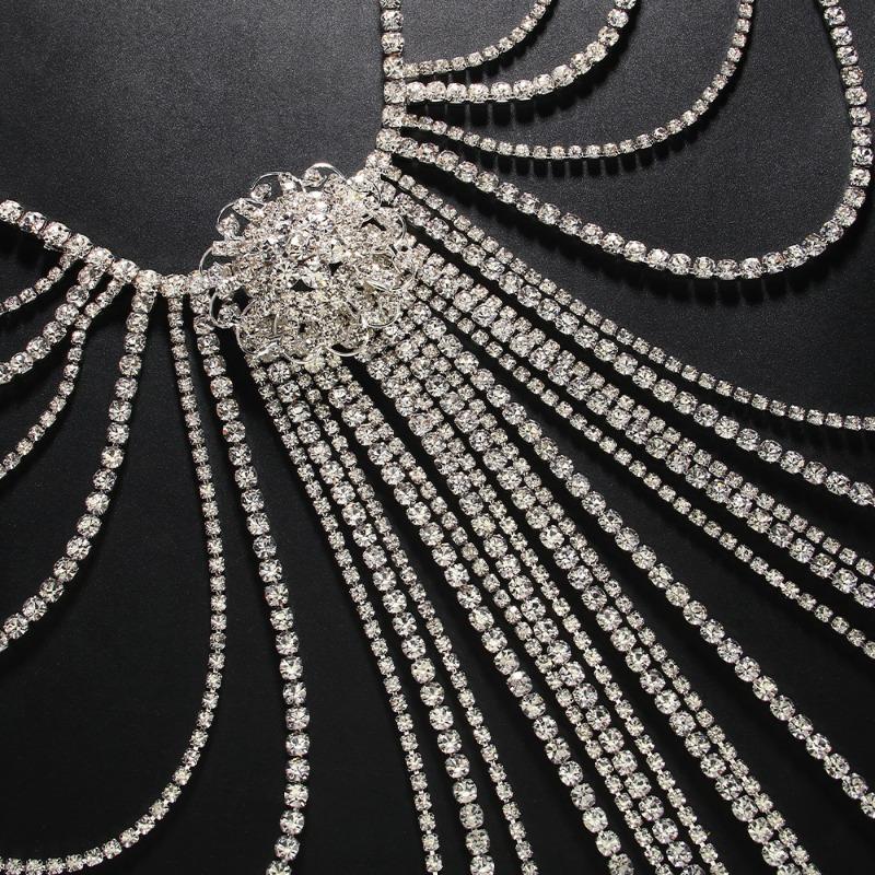 Strass Tailleketting, Sexy Overdreven Franje Meerdere Lagen Tailleketting, Glanzende Accessoires Damesketting