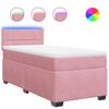 Box Spring Bed with Mattress Pink 100 x 200 cm Velvet