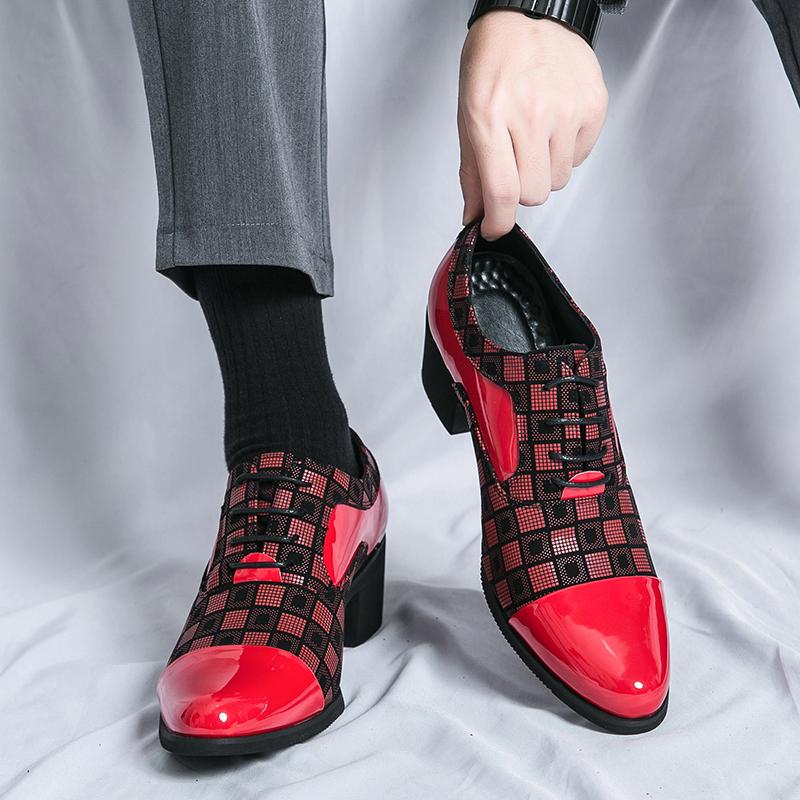 Fashion New Arrival High Heel Men's Red Leather Shoe Fashion Pointed Toe Dress Shoes Men Oxford Shoes for Men Wedding Shoes Prom Party