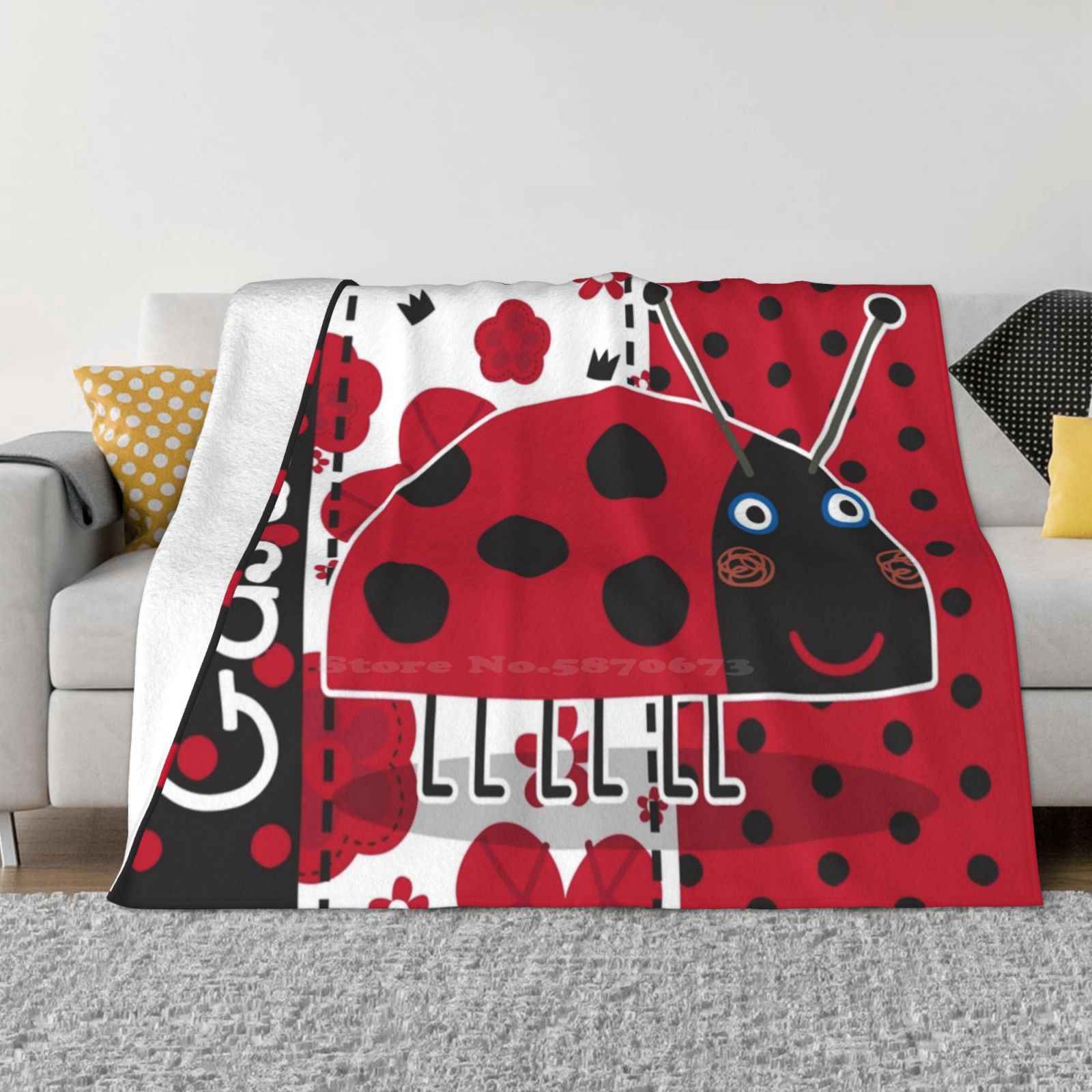 Gaston The Ladybird Soft Warm Blanket Sofa/Bed/Travel Love Gifts Ben And Hollys Ben Elf Princess Holly Gaston The Ladybird Wise 30x40in