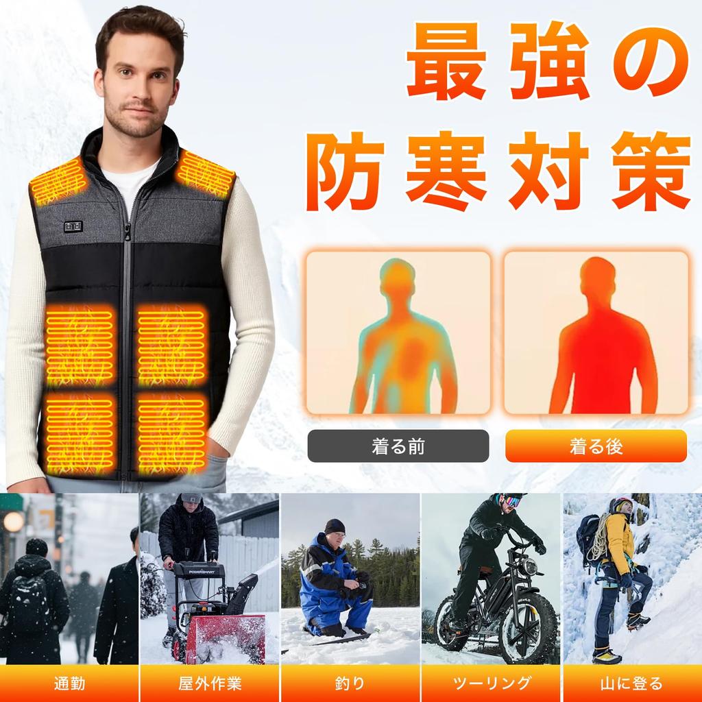 YORIYOI Electric Heated Vest Heating Front and Back Independent Temperature Made with Fiber 3 Temperature Warm for Men and Ideal for Cold Weather and