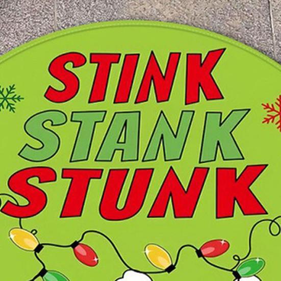 Christmas Floor Mat Round Santa Claus Xmas Area Rug Anti-Slip Absorbent Gingerbread Man Carpet for Festive Home Entrance Living Room Decor