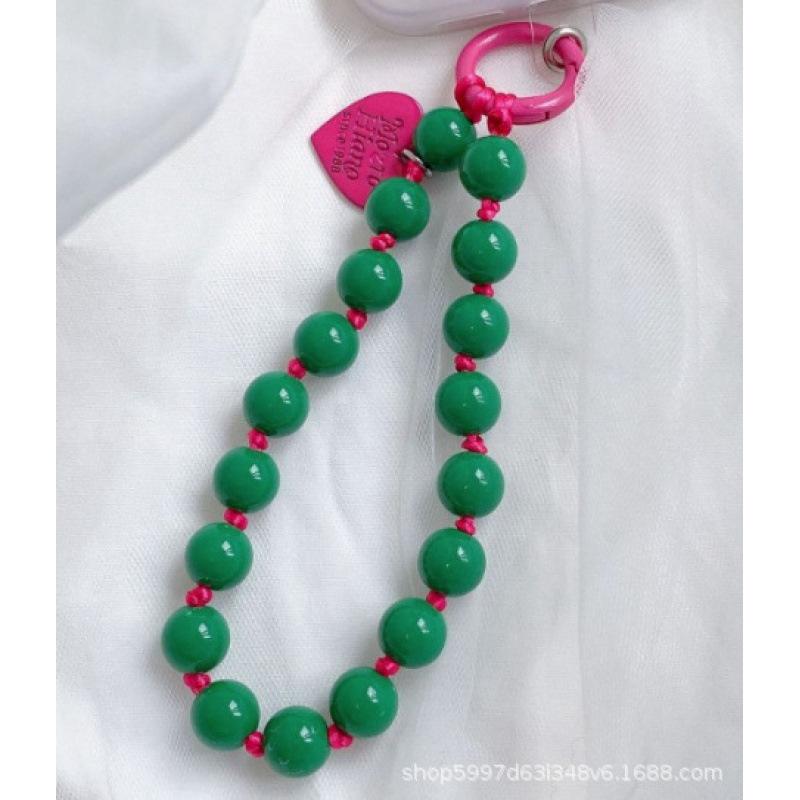 Mobile Phone Chain With Beaded Heart Tag Mobile Phone Lanyard