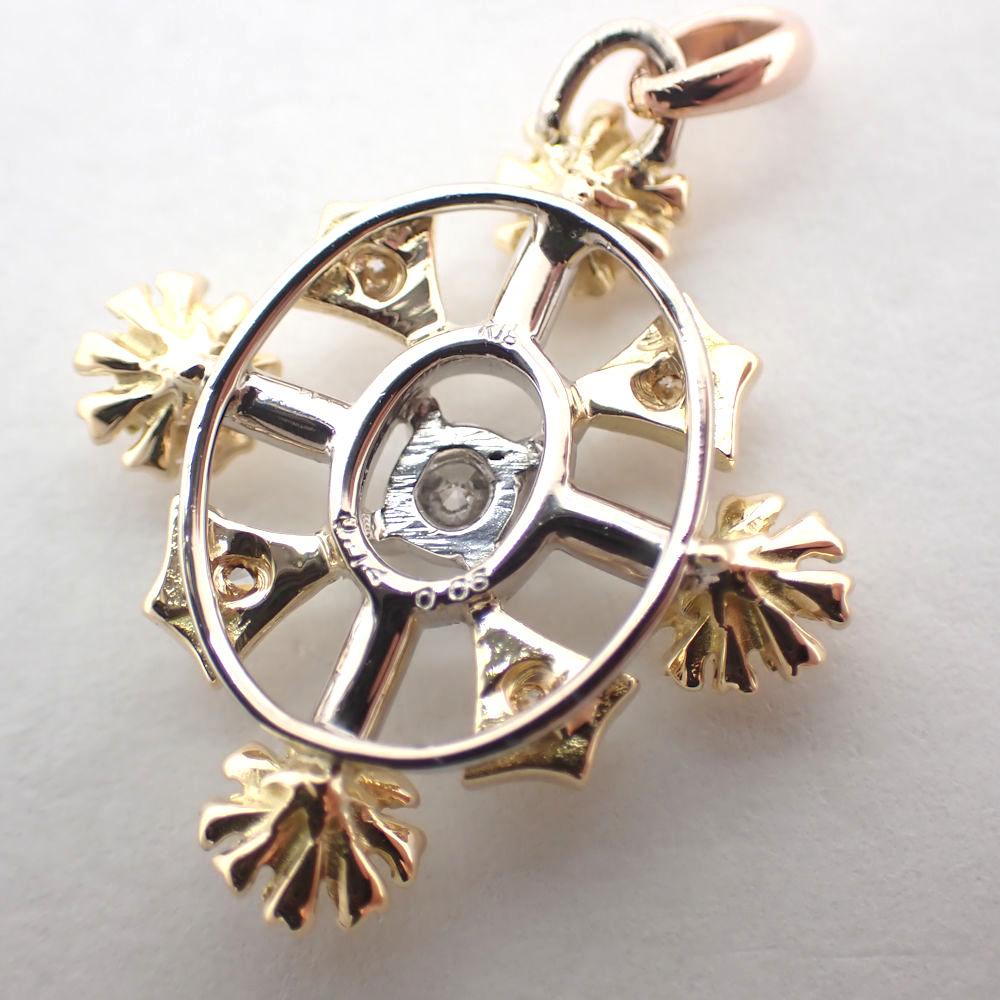 [Used] K18/PG/WG Diamond Flower Pendant Top/j7-10
