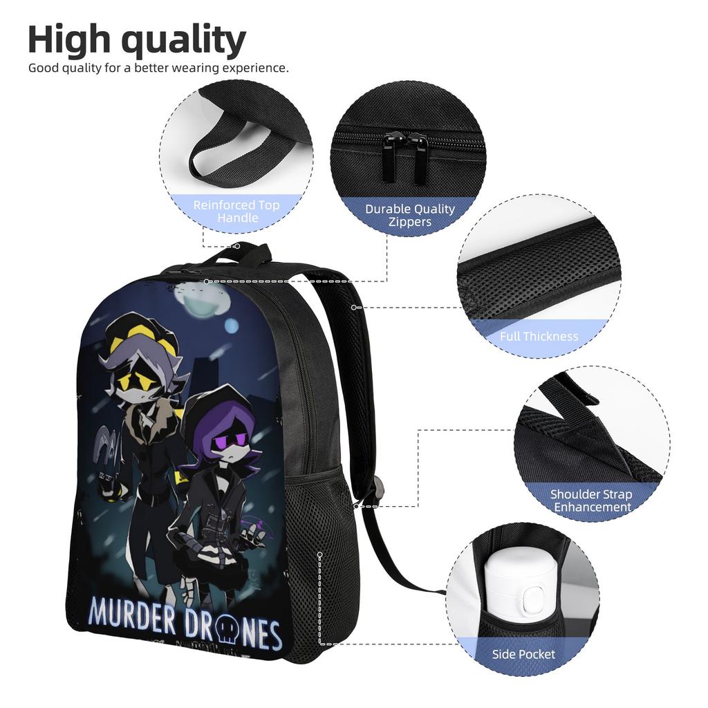 Murder Drones Backpack Female Polyester Daily Backpacks Big Elegant School Bags Rucksack