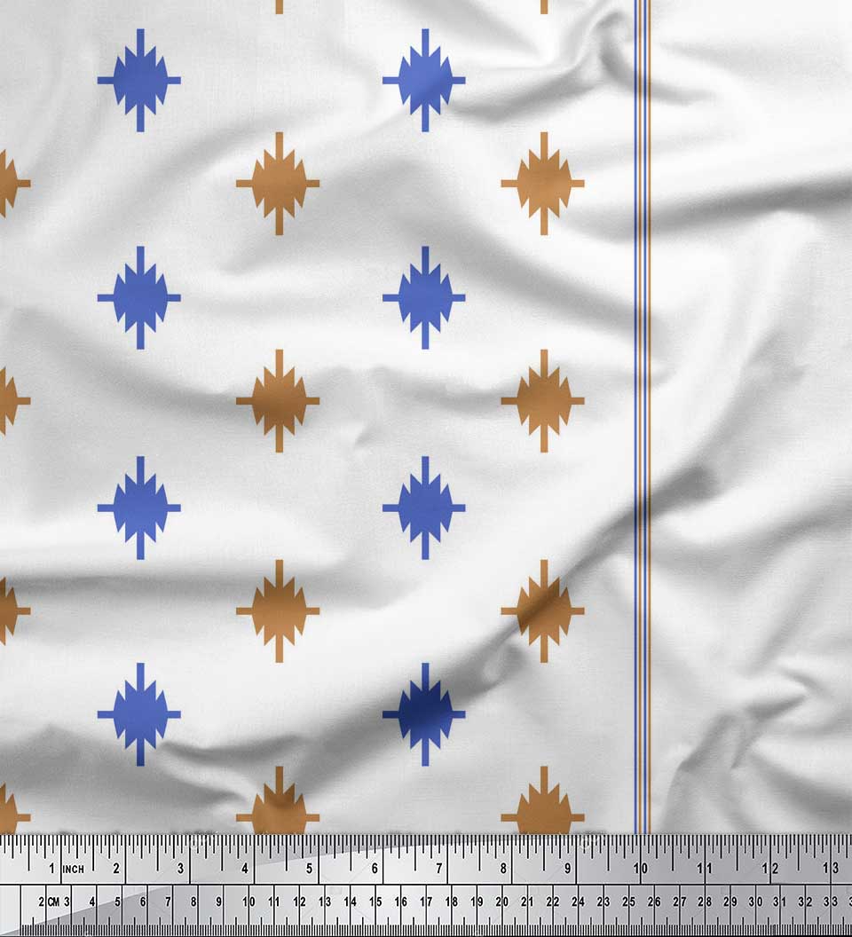 

Тканина для рукоділля Soimoi Blue Japan Crepe Satin Pannahazar Jamdani з принтом на метри 42 дюйма 42 Inch Wide - Poly Crepe синій