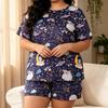 Plus-size Women's Home Clothing Casual Starry Sky Print Design Sleeping Suit Set