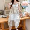 Suspender Nightdress Women's Summer Sleeveless Cloud Cotton Embossed with Chest Pad Removable Cute Sweet New Pajamas Skirt