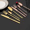 4pcs Pink Gold Dinnerware Set Stainless Steel Tableware Set Home Kitchen Eating Utensils Knife Fork Spoon Cutlery Set