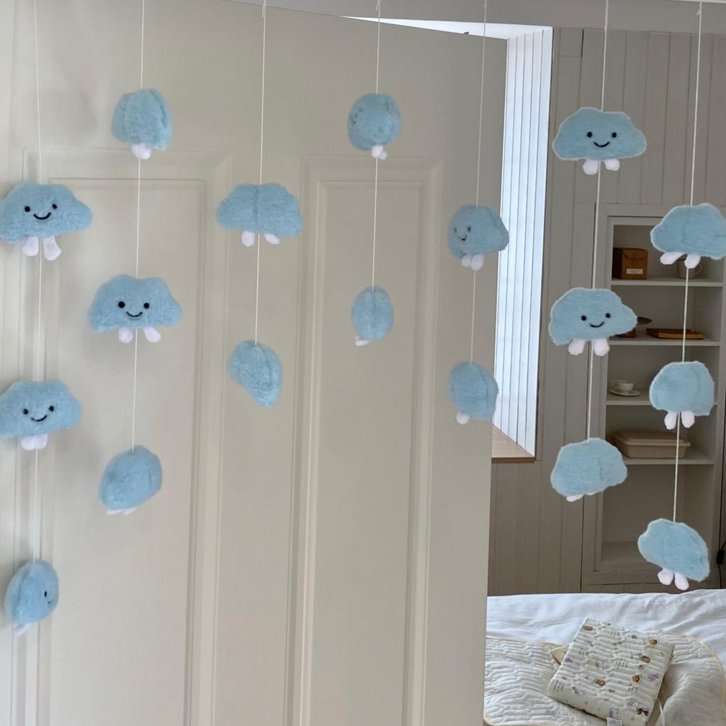 DIY Handmade Plush Cloud Door Hanging Curtain Children's Room Decor Cute Wall Decoration No Punching Required 3D Door Sticker