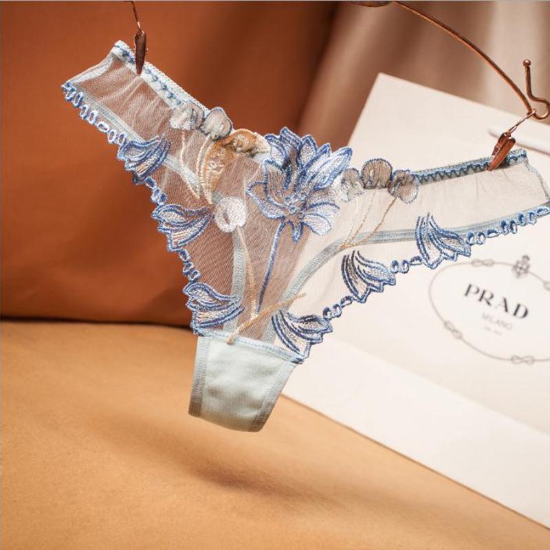 Women Sexy Lace Panties Cotton Crotch Low Waist Transparent Underwear Briefs