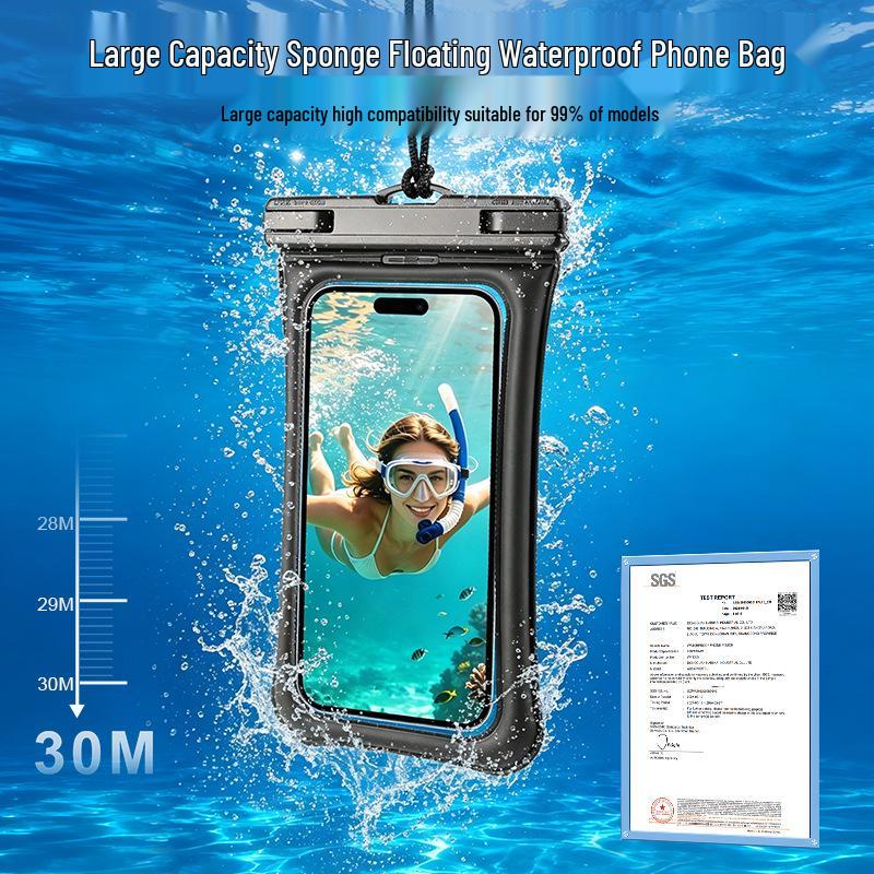Floating Waterproof Phone Pouch with Touchscreen, IPX8 Certified for Diving, Swimming & Hot Springs