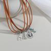 Vintage Western Style Multi Layer Pendant Necklace for Women and Girls in Brown Leather with Sophisticated Accents