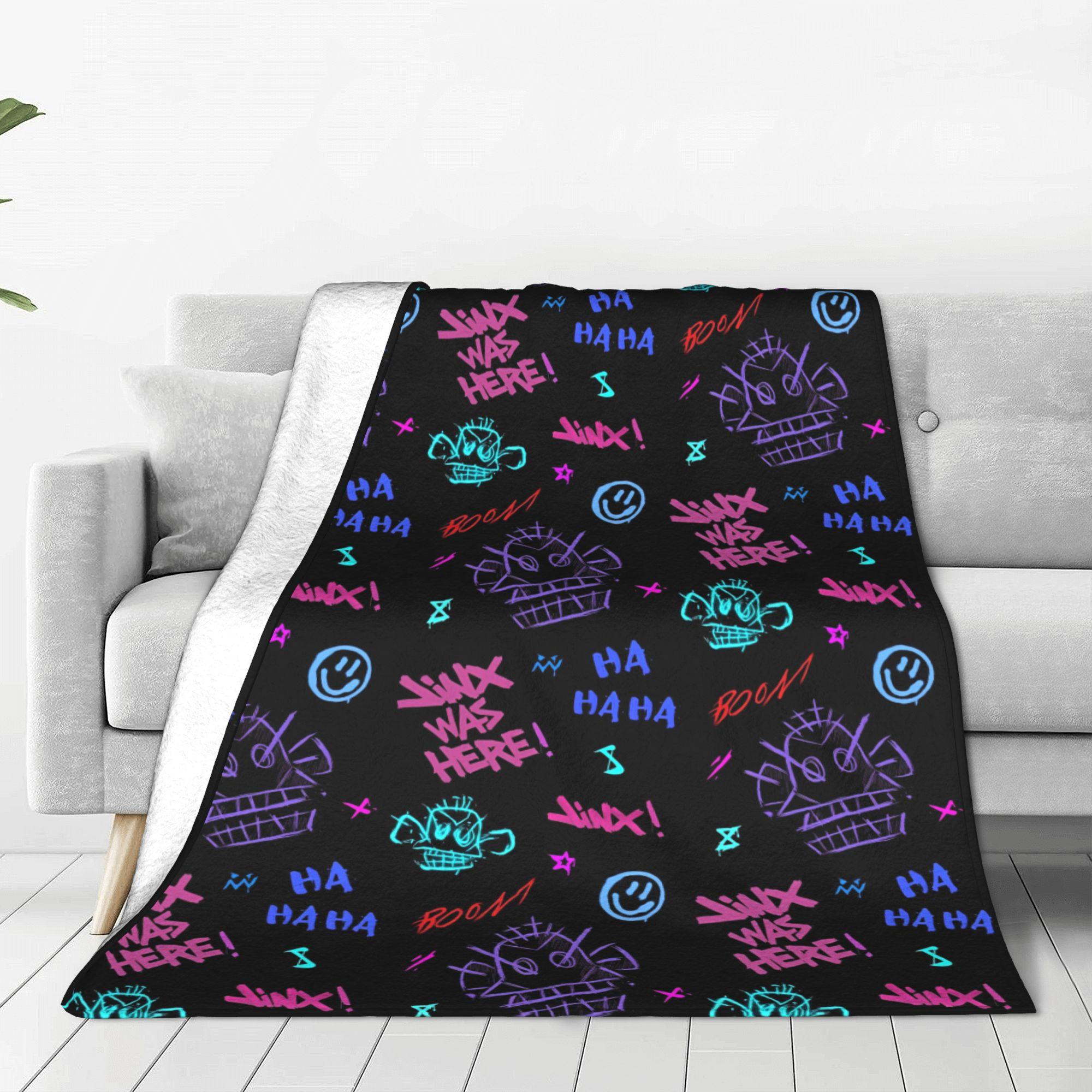 Creative Homewares Unisex Arcane Anime Legends Blankets Flannel Spring Autumn Jinx Monkey Graffiti Breathable Soft Throw Blankets For Sofa Quilt
