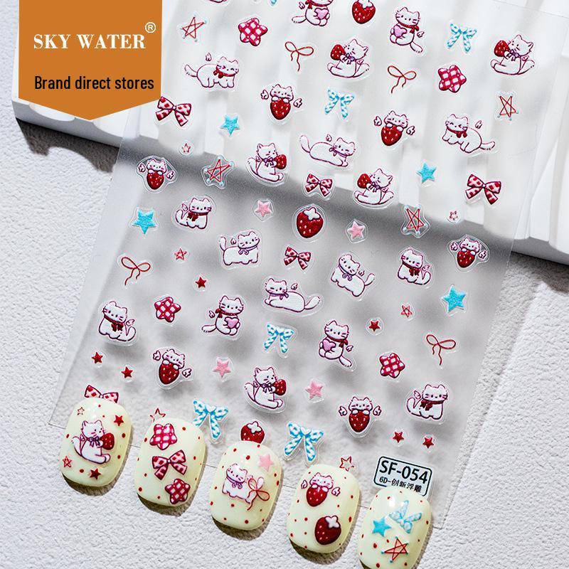 SKY 3D Cartoon Cat & Star Bowknot Nail Art Stickers