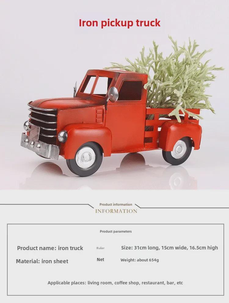 Hot-Selling Classic Christmas Pickup Truck Iron Decoration Model