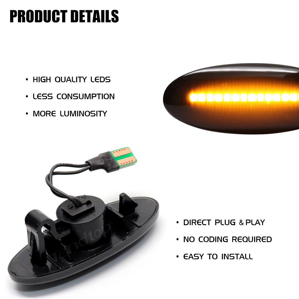 LED Dynamic Side Marker Repeater Turn Signal Light For Nissan Qashqai J10 X-trail T31 Cube Juke Leaf Micra K13 Note E11 NV200Turn Signal 2