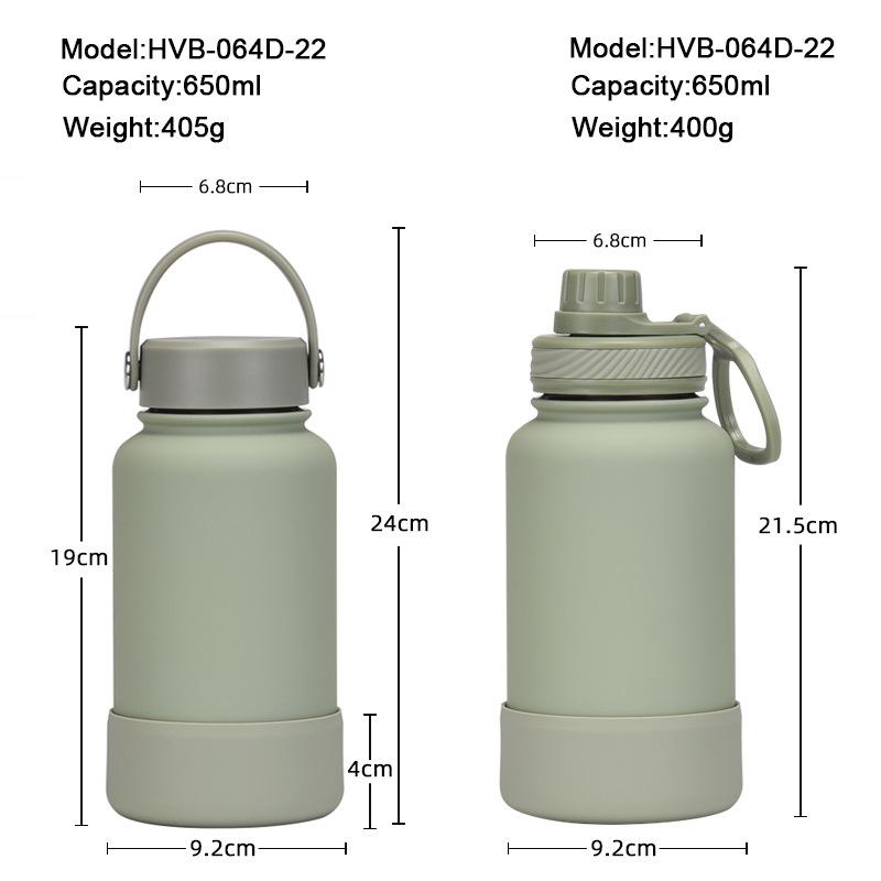 650Ml Stainless Steel Thermos Cup Non-Slip Outdoor Portable Water Cup Simple Wide Mouth Sports Kettle