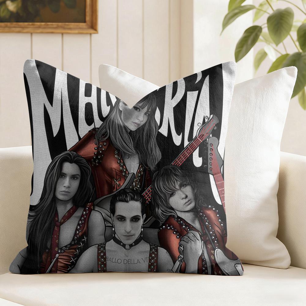 MManeskin Rock Band Cushion Cover Eco Linen Pillow Case DoubleSided Print Breathable Durable Zipper Home Decor Gift