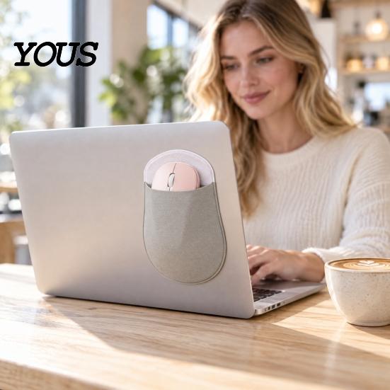 Protective Sleeve for Wireless Mouse Pouch, Self Adhesive Universal Storage Work from Home Bag, Lycra Fabric Large Opening Holder Laptop Computer
