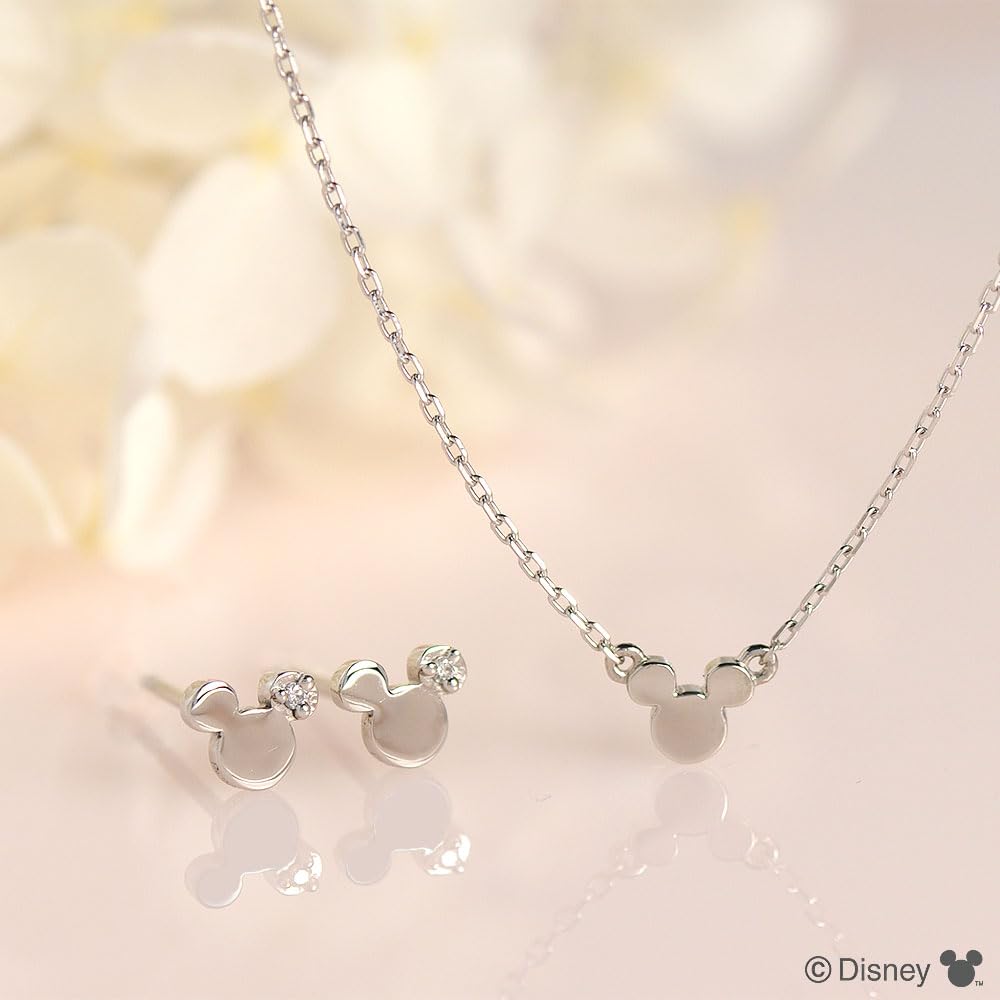 Disney Mickey Mouse Platinum Flat Pendant Necklace, Elegant and Simple, Perfect Gift for Christmas (PPCDS20326)