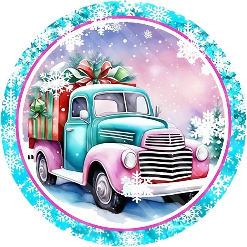 Hexenbesen Halloween Schild, Runde Aluminium Wandplakette 20x20cm