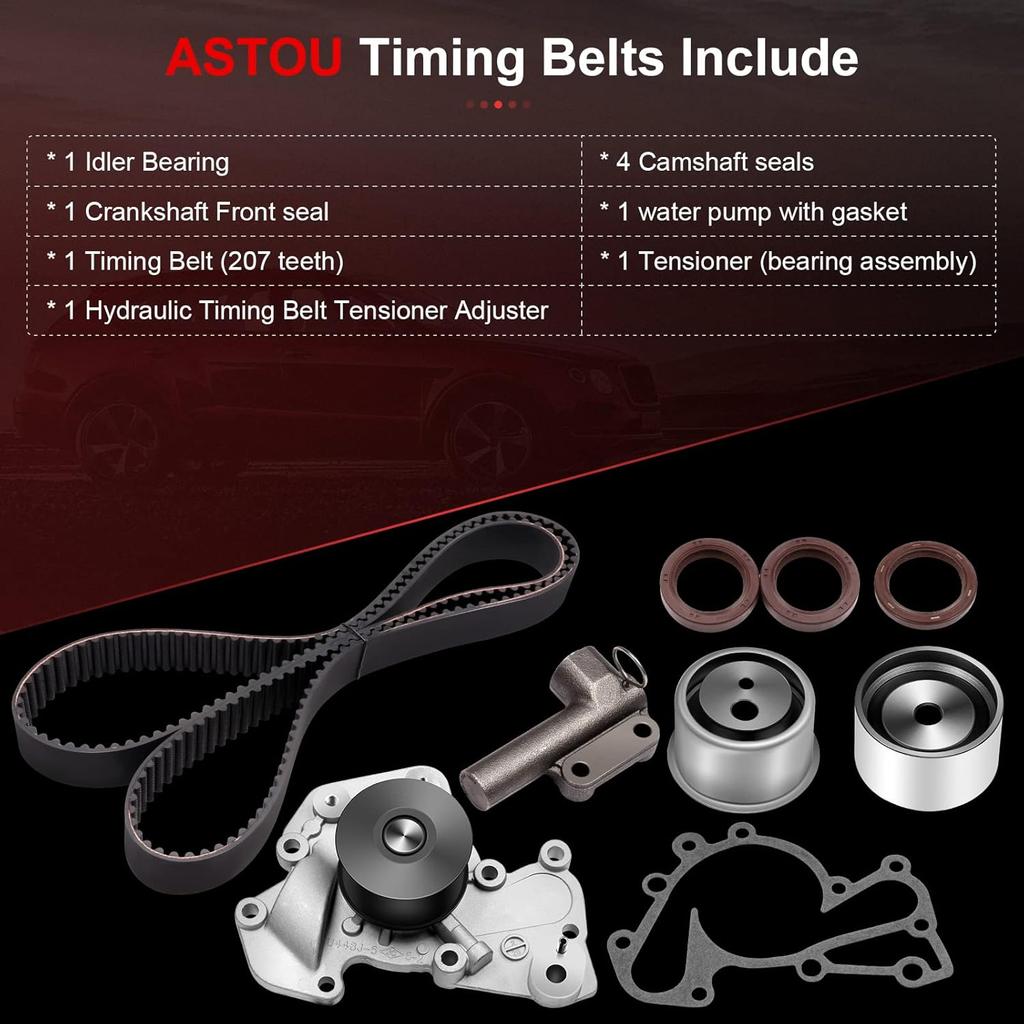 Timing Belt Kit w/Water Pump Fit for Honda for Civic 1.7L 2001-2005 Replace Timing Belt OEM - TBK312