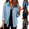 Women's Loose Fit Denim Button-Up Top for Casual Everyday Wear