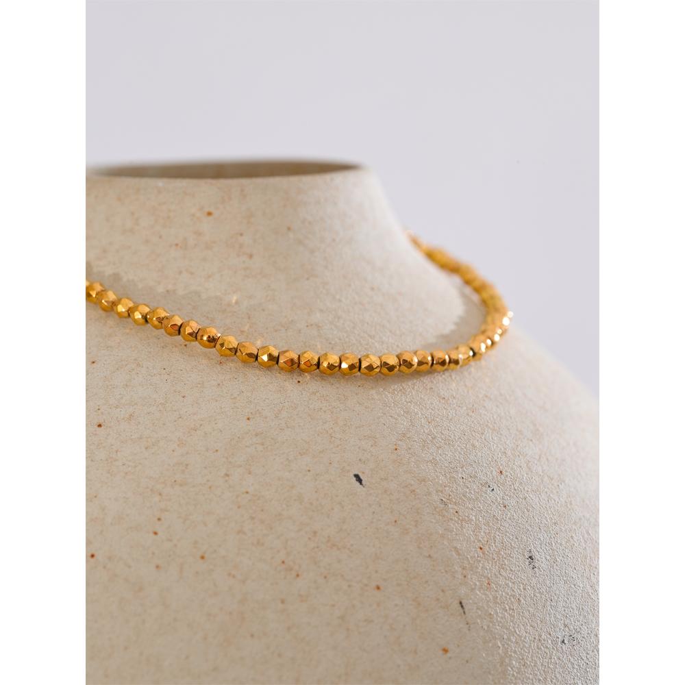 Yhpup Waterproof Stainless Steel Round Beads Chain Bracelet Bangle Daily Golden Wrist Charm Jewelry Wholesale Gift