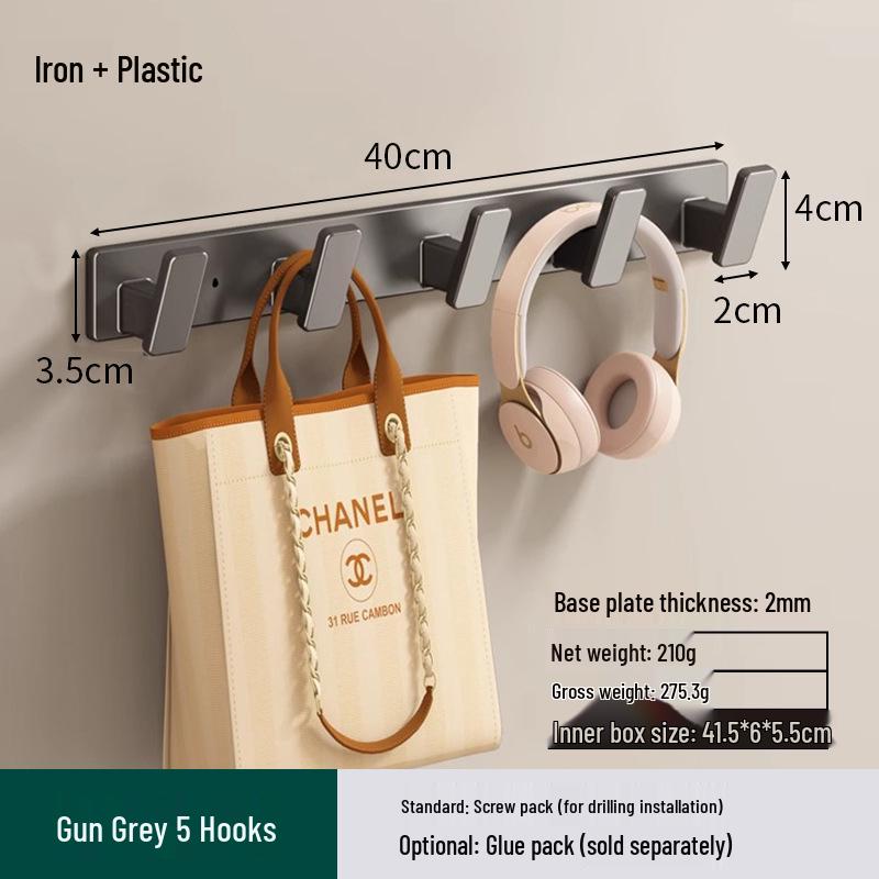 Space Aluminum No-Drill Clothes Hook for Bedroom/Bathroom Doors