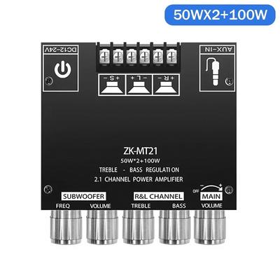 Bluetooth 2.1 Channel Power Amplifier 50W X2 100W Subwoofer 12V 24V Audio Module Bass Treble Control DIY Home Theater