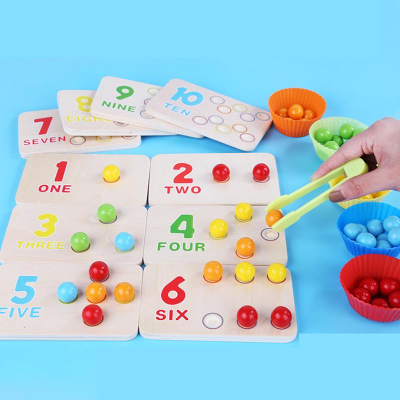 Wooden Multifunctional Arithmetic Clip Bead Learning Board Kid Puzzle Toy Set For Early Learning
