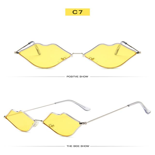 

Сексуальные солнцезащитные очки в форме губ для женщин и мужчин в стиле ретро, ​​маленькие солнцезащитные очки в металлической оправе, модные очки с нерегулярными линзами для вождения жёлтый