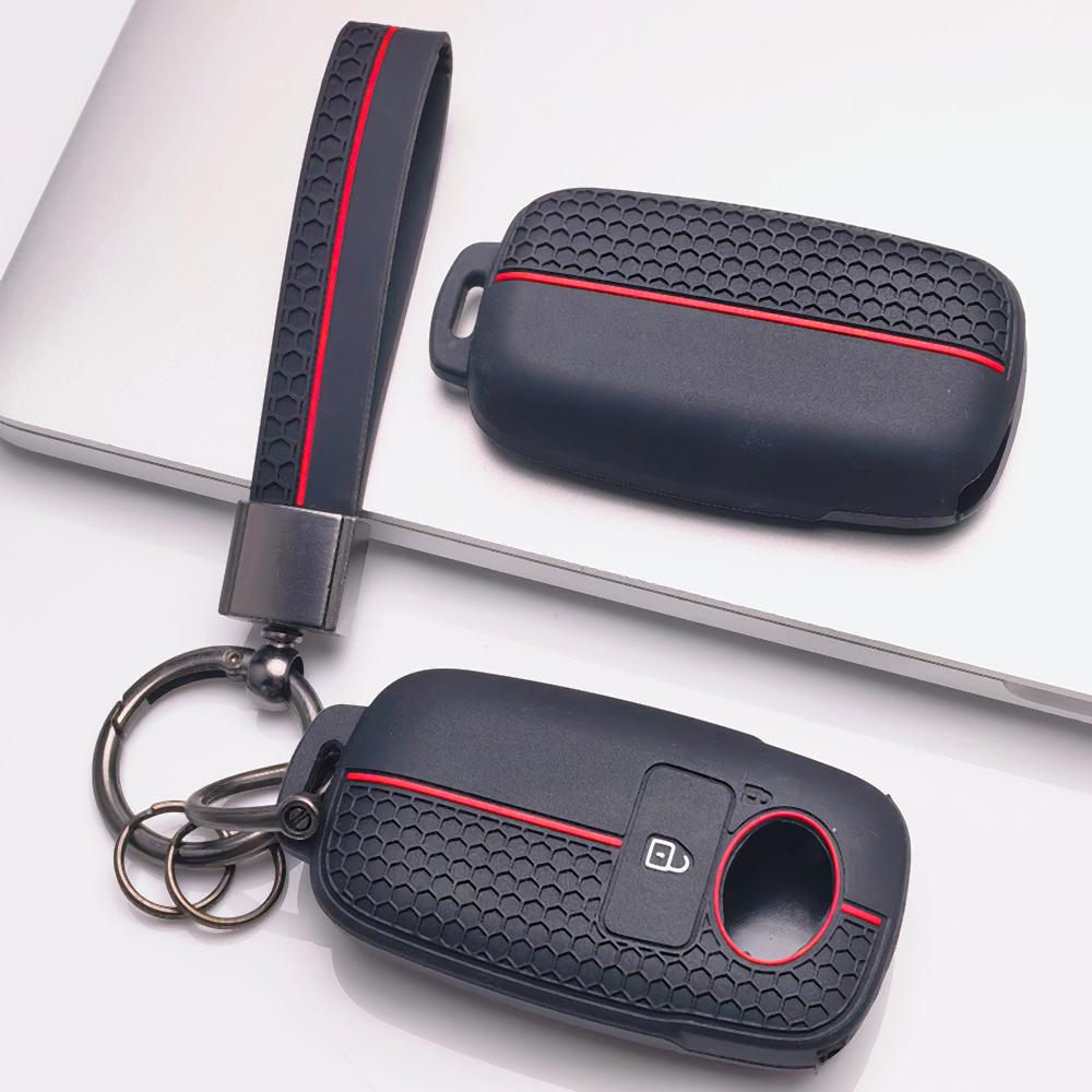 Honeycomb Car Key Cover for Toyota Raize Veloz Avanza Wigo Rush Calya Sigra Agya with Keychain Honeycomb Texture Racing Stripe Remote Key Protector
