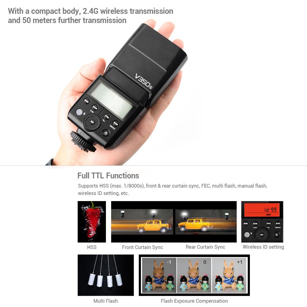 Godox V350S Kompakte Größe 2,4 G Wireless Speedlite Master/Slave Kamerablitz TTL 1/8000s HSS