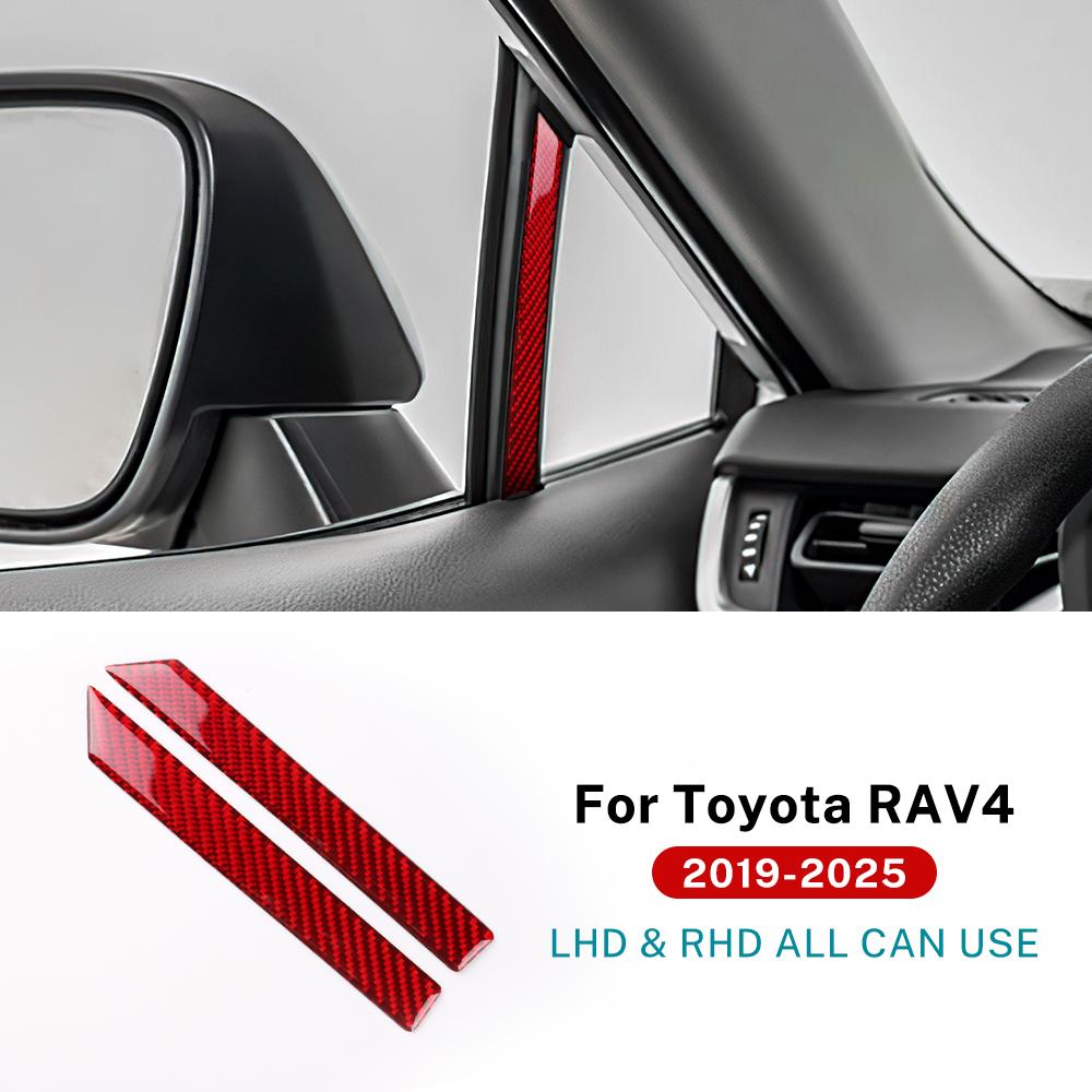 

For Toyota RAV4 XA50 2024 2025 Real Soft Carbon Fiber Sticker LHD RHD Car A-pillar Decorative Strip білий