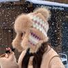 Thick Fleece Plush Basin Hat Plush Ear Flap Hat Fashion Knitted Hat  Cold Weather
