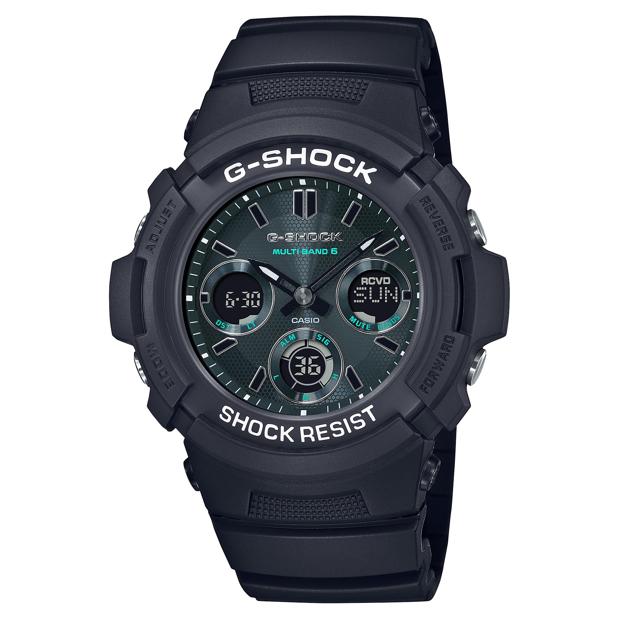 Casio Men s Resin 200M Water Resistant Analog Shock Resistant Quartz Watch AWG-M100SMG-1A чёрный